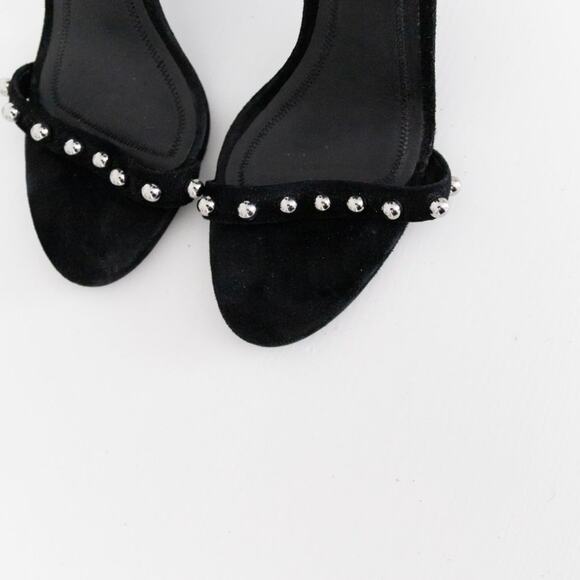 Alexander Wang Studded Antonia Ankle Strap Heel Black Suede Sandal Size 37.5 - Picture 8 of 11